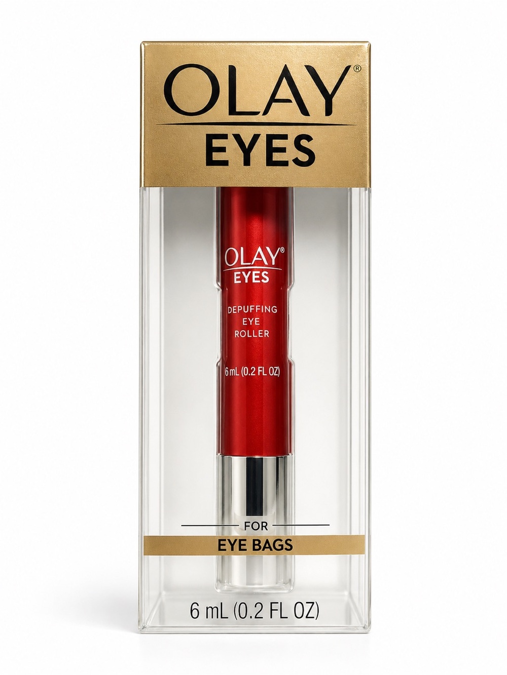 OLAY Eyes Depuffing Eye Roller - Red with Gold Accents